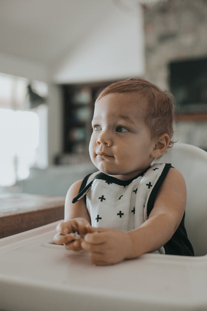 Swiss Cross Organic Muslin Bib | GOTS Certified Organic Cotton Muslin