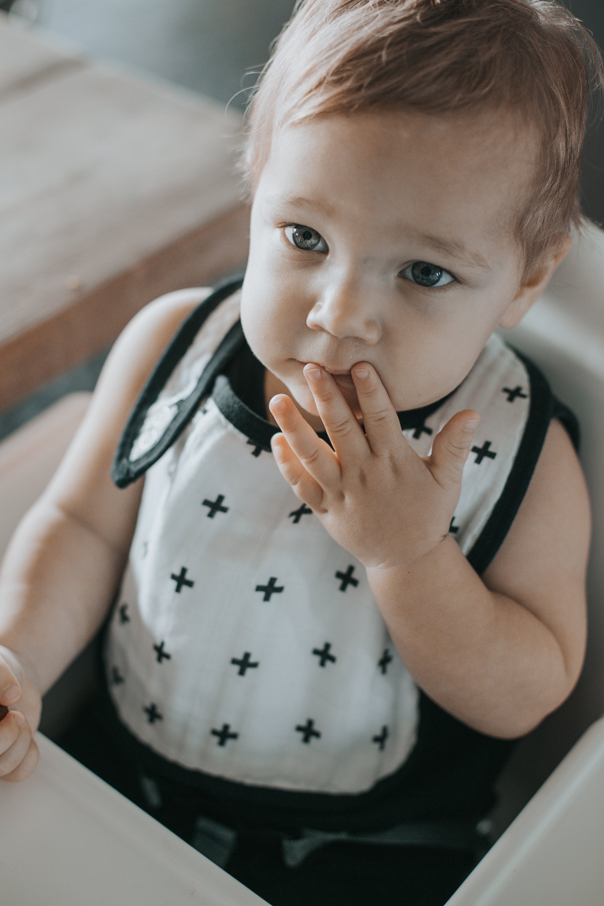 Swiss Cross organic muslin bib by Modern Burlap