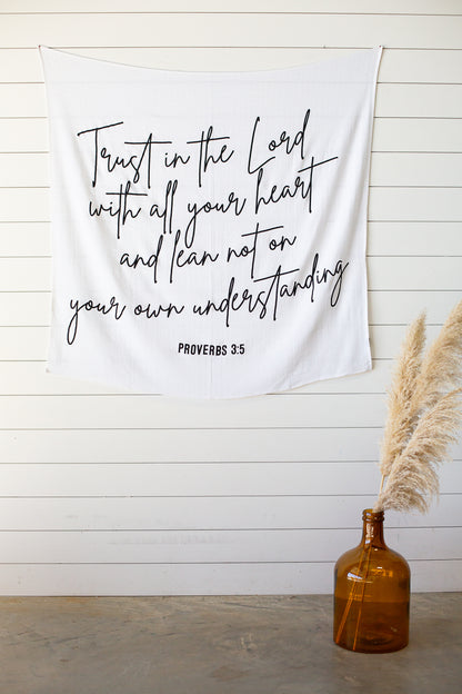 Proverbs 3:5 Christian Scripture swaddle by Modern Burlap