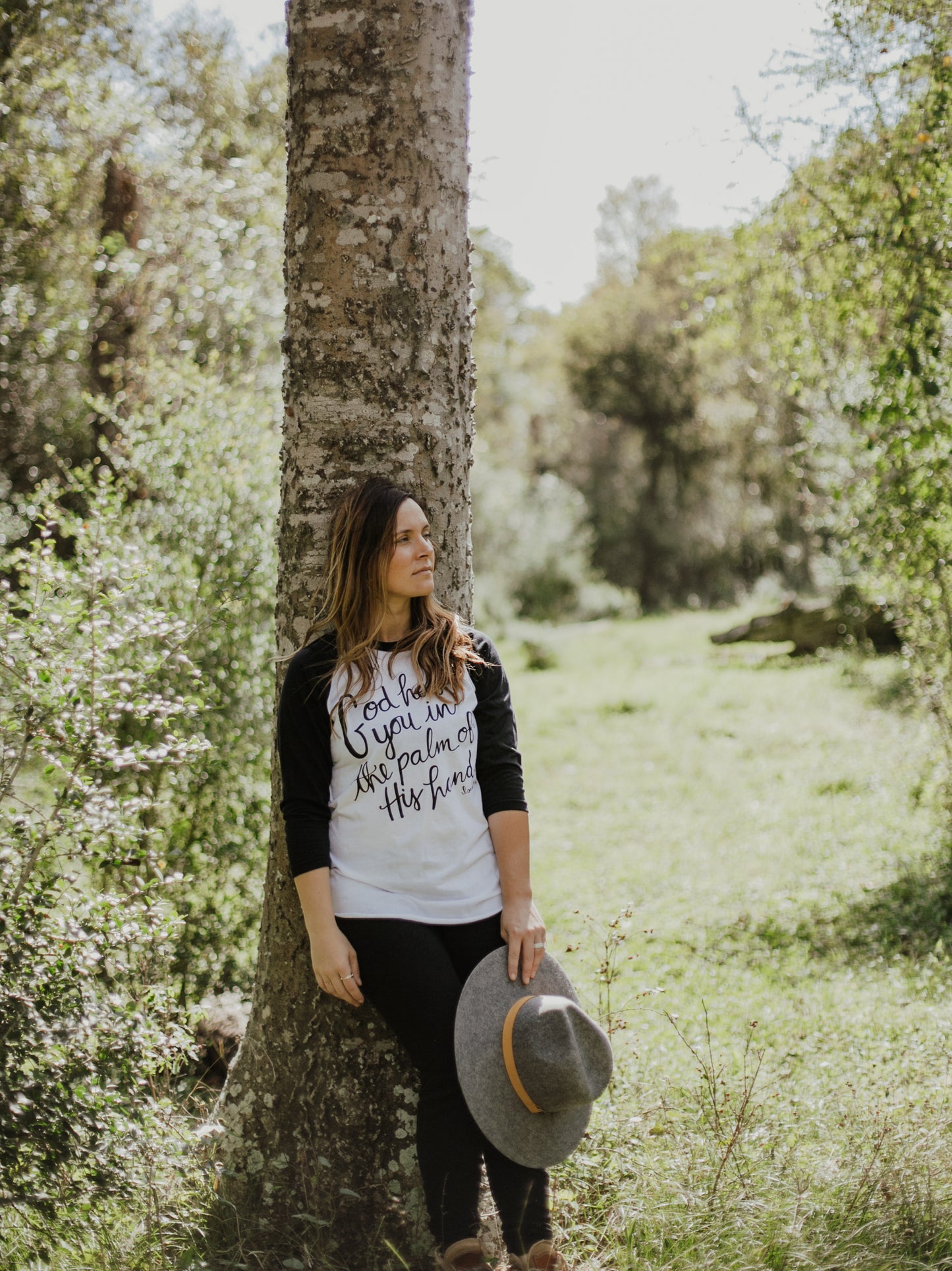 Raglan Tee -  God has you in the palm of His hand Isaiah 49:16