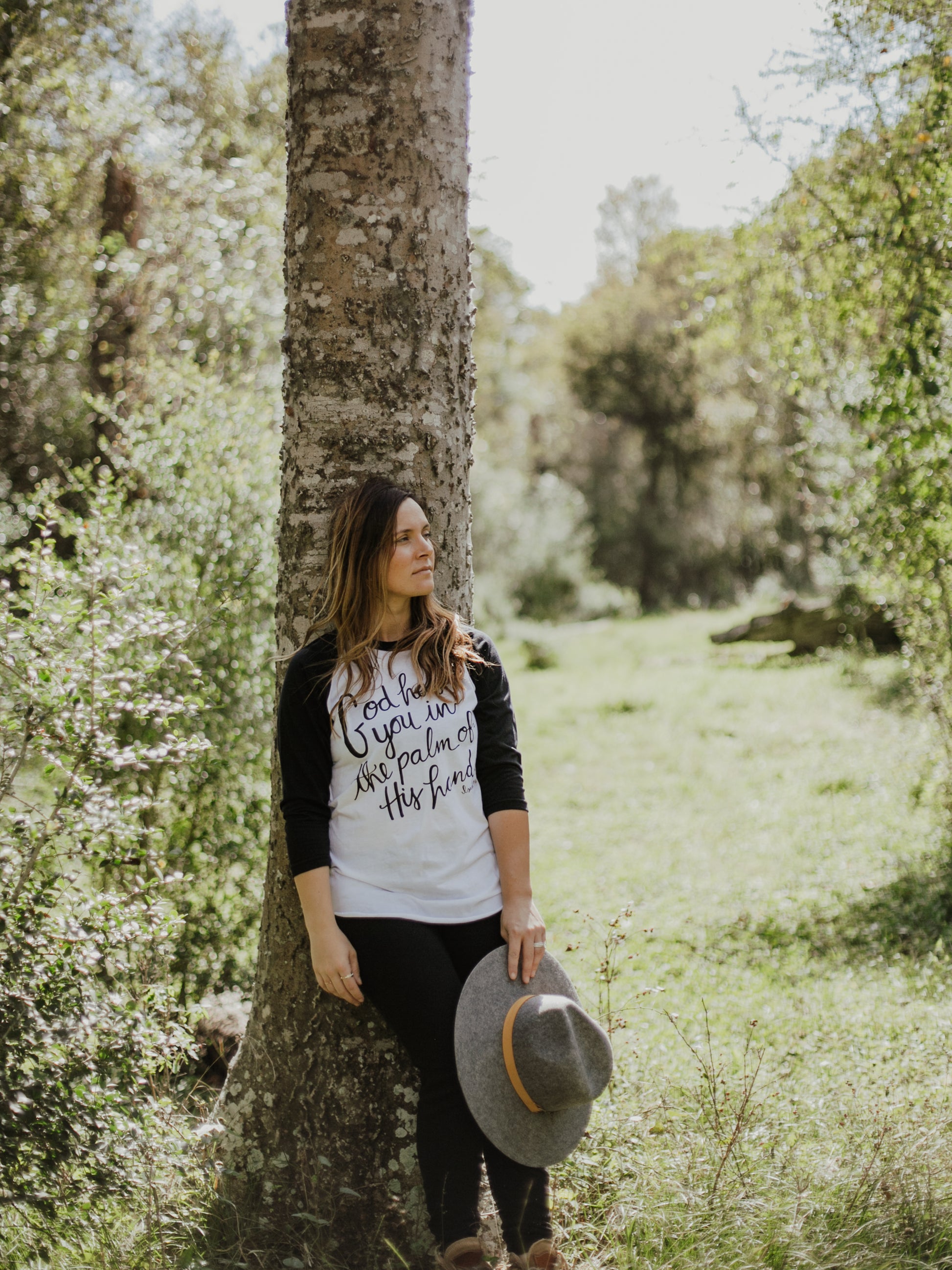 Raglan Tee -  God has you in the palm of His hand Isaiah 49:16
