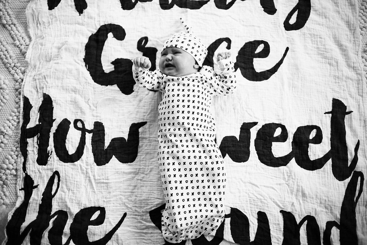 Organic Knot Hat + Gown Set | GOTS Certified Organic Cotton | Signature Prints