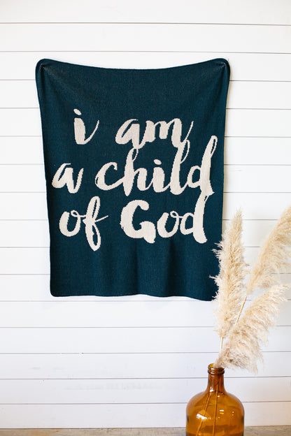 I Am a Child of God Recycled Cotton Throw Blanket | Made in USA