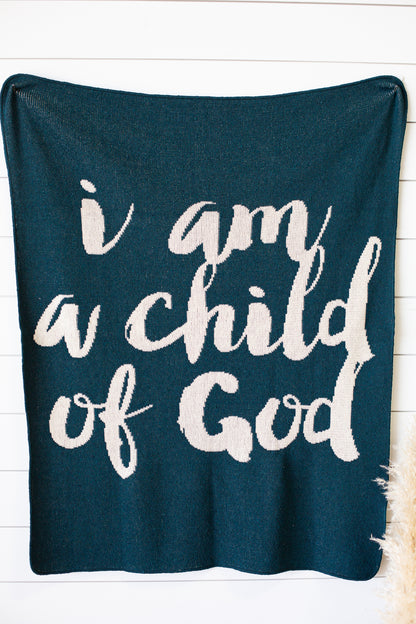 I Am a Child of God Recycled Cotton Throw Blanket | Made in USA