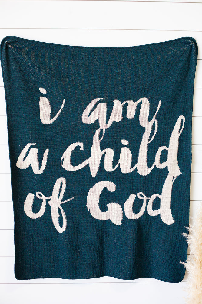 
                  
                    Load image into Gallery viewer, Made in the USA | Recycled Cotton Blend  I am a child of God Throw Blanket
                  
                