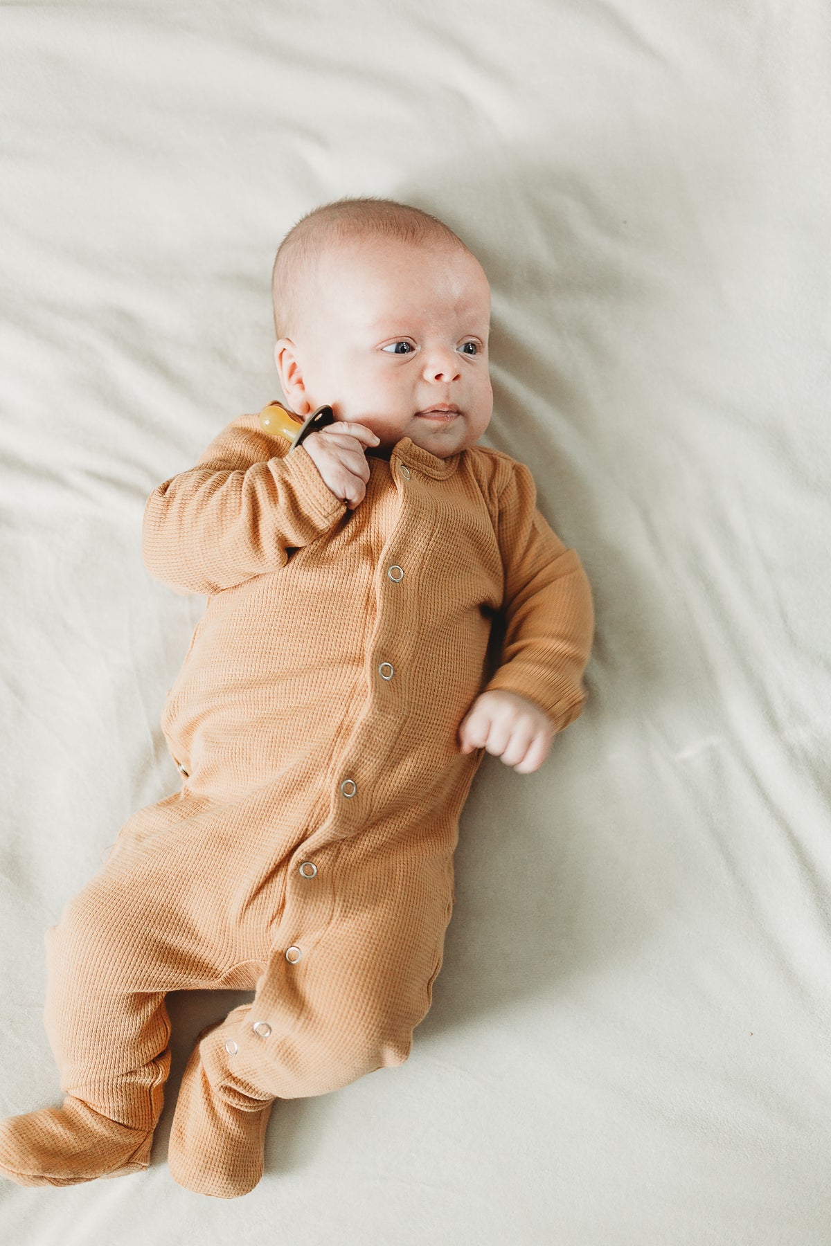 Organic Thermal Button Footie with Explorer Back | GOTS Certified Organic Cotton | Solid Colors