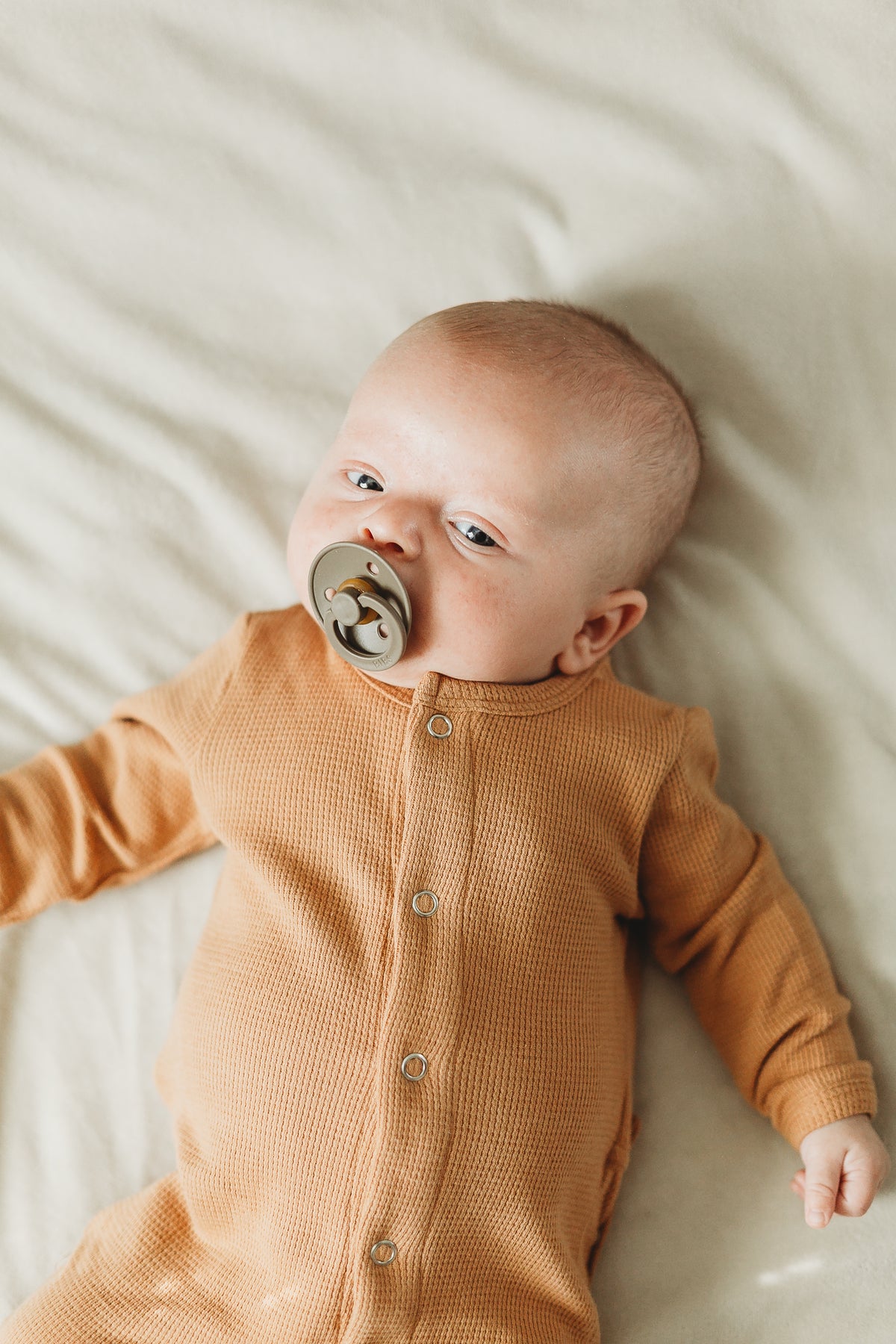 Organic Thermal Button Footie with Explorer Back | GOTS Certified Organic Cotton | Solid Colors