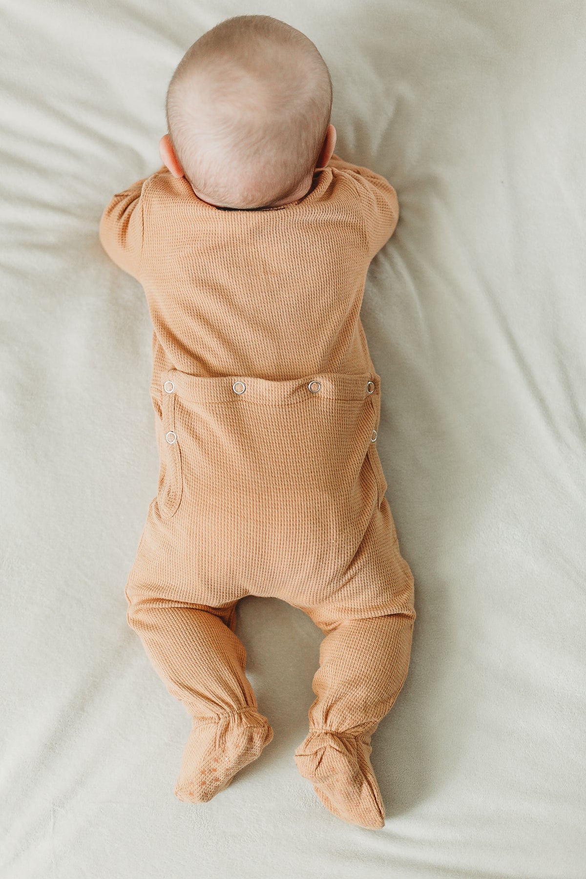 Organic Thermal Button Footie with Explorer Back | GOTS Certified Organic Cotton | Solid Colors