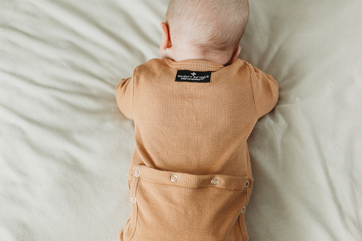 Organic Thermal Button Footie with Explorer Back | GOTS Certified Organic Cotton | Solid Colors