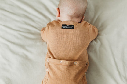 Organic Thermal Button Footie with Explorer Back | GOTS Certified Organic Cotton | Solid Colors