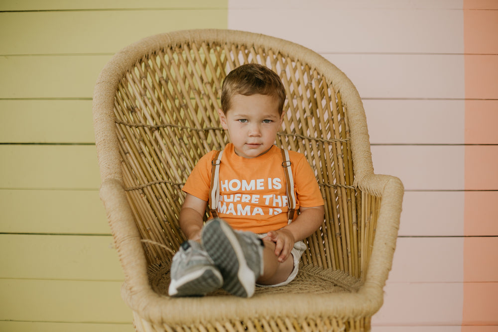 
                  
                    Load image into Gallery viewer, Home is where the mama is Kid&amp;#39;s Crewneck Tee - Amberglow (only size 2 available)
                  
                
