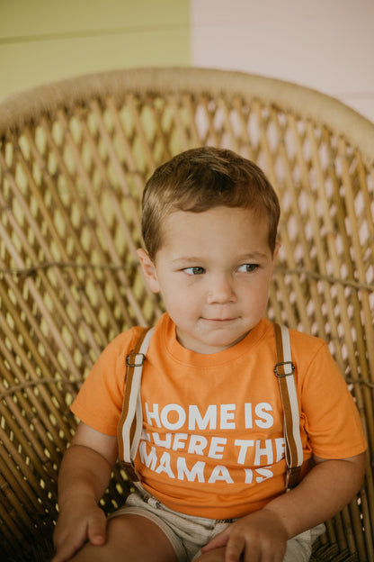 Home is where the mama is Kid's Crewneck Tee - Amberglow (only size 2 available)
