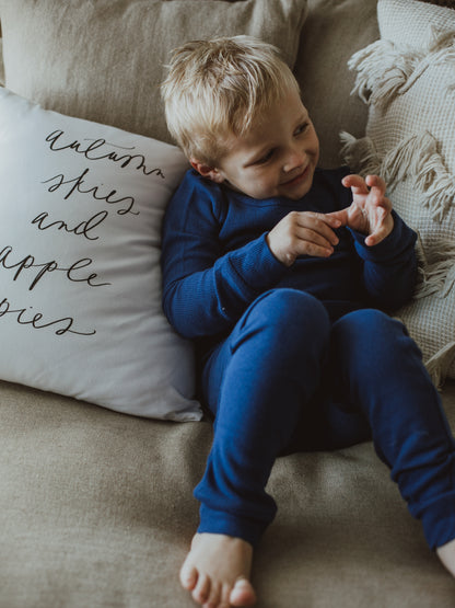 Organic Thermal Baby + Kids Pajama Set | Navy Peony