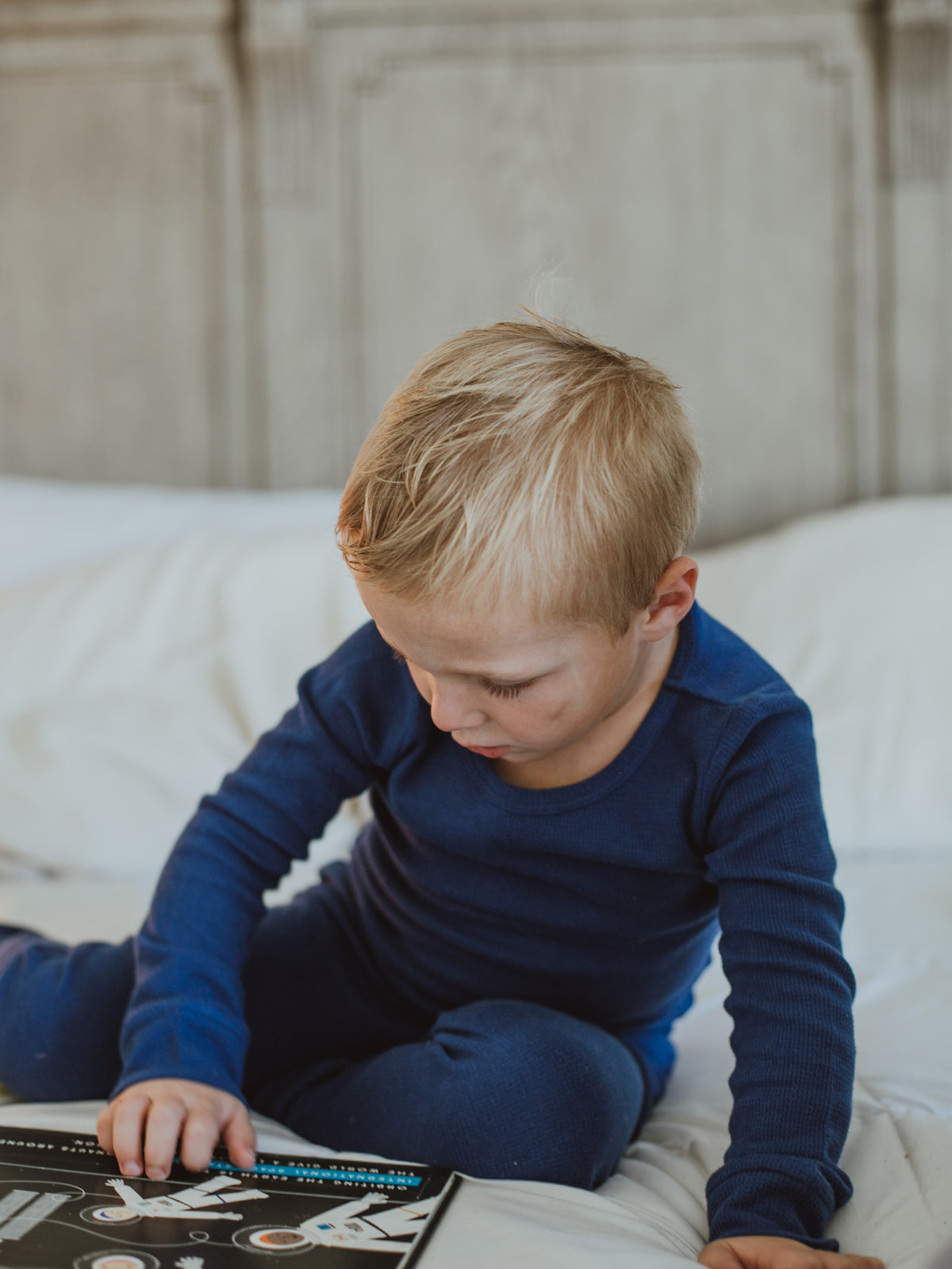 Organic Thermal Baby + Kids Pajama Set | Navy Peony