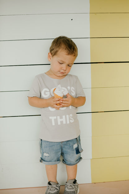 *Perfectly Imperfect* God's Got this Kid's Scoop Neck Tee -  Light Gray