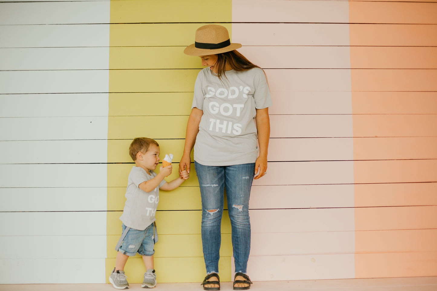 *Perfectly Imperfect* God's Got this Kid's Scoop Neck Tee -  Light Gray