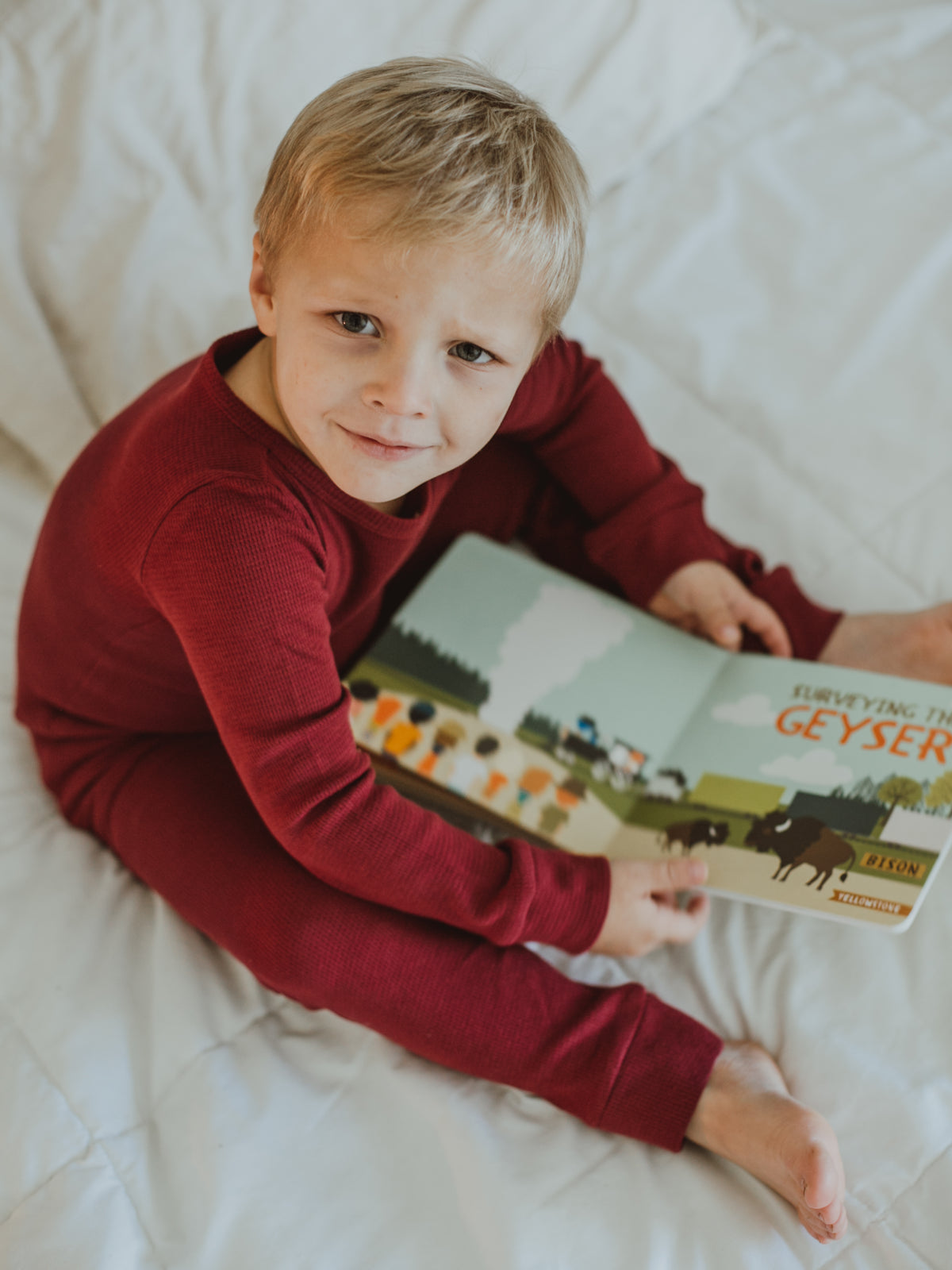 Organic Thermal Baby + Kids Pajama Set | Maroon