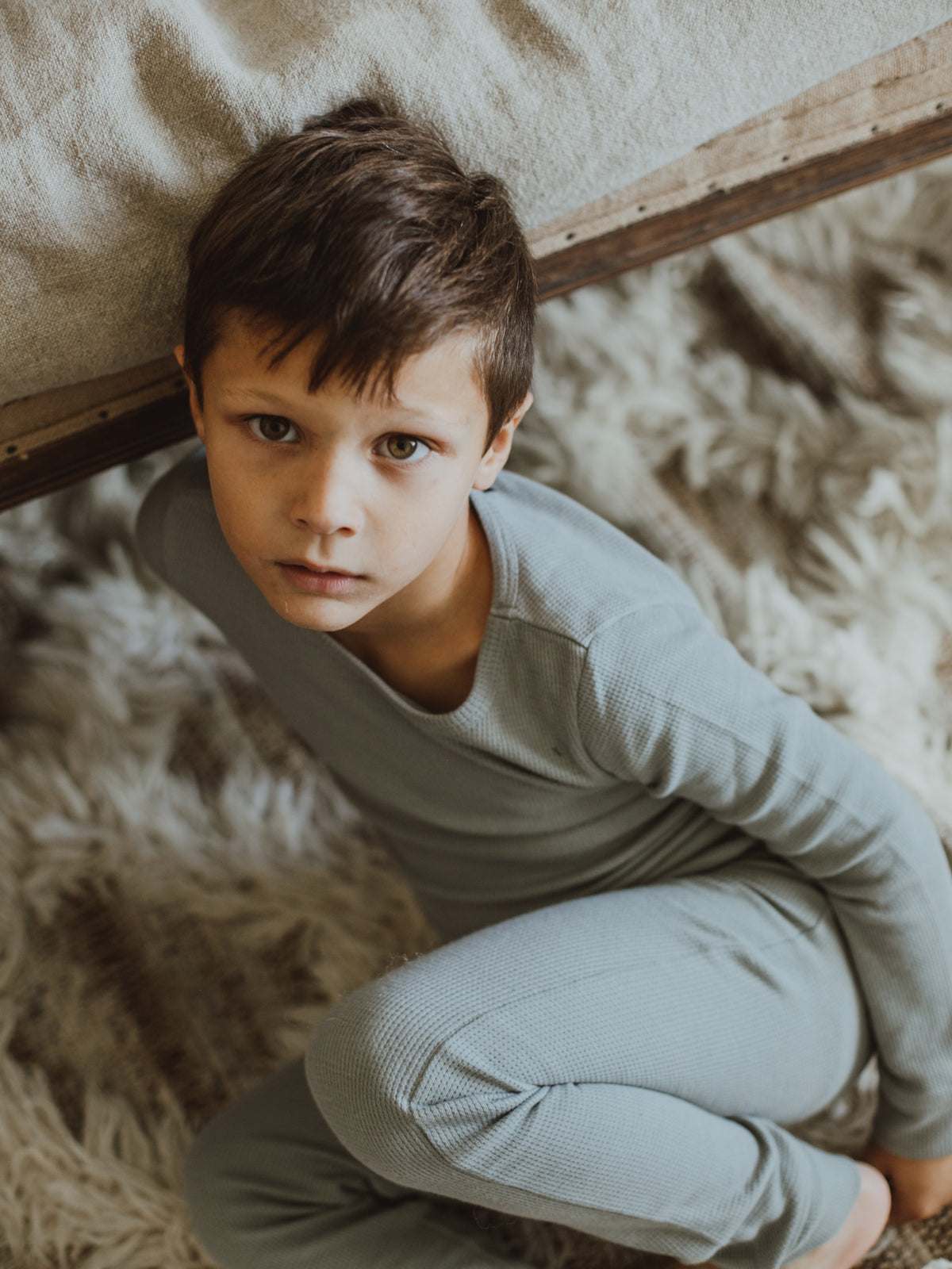 Organic Thermal Baby + Kids Pajama Set | Neutral Gray