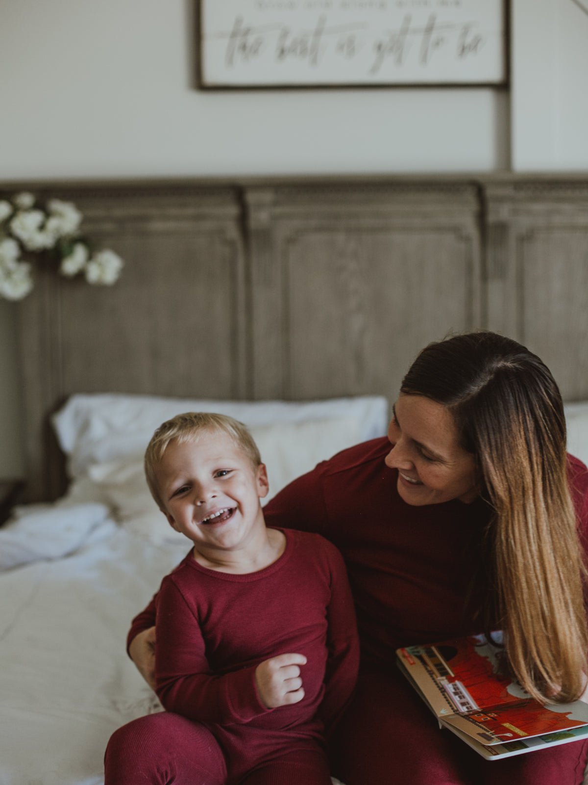 Organic Thermal Baby + Kids Pajama Set | Maroon