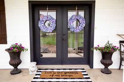 Love Is the Greatest of All Things XL coconut coir doormat by Modern Burlap