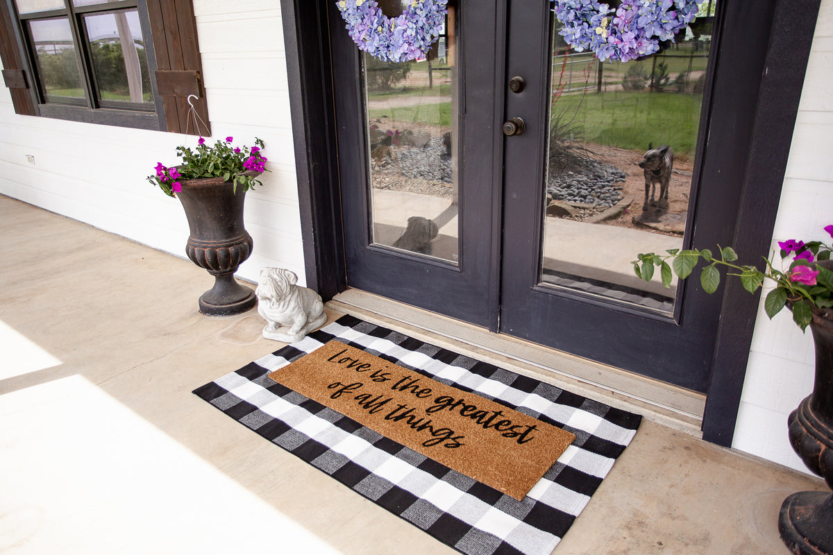 Love Is the Greatest of All Things XL coconut coir doormat by Modern Burlap