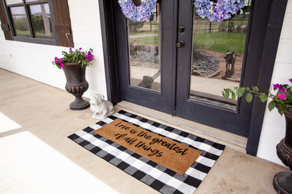 Love Is the Greatest of All Things XL coconut coir doormat by Modern Burlap