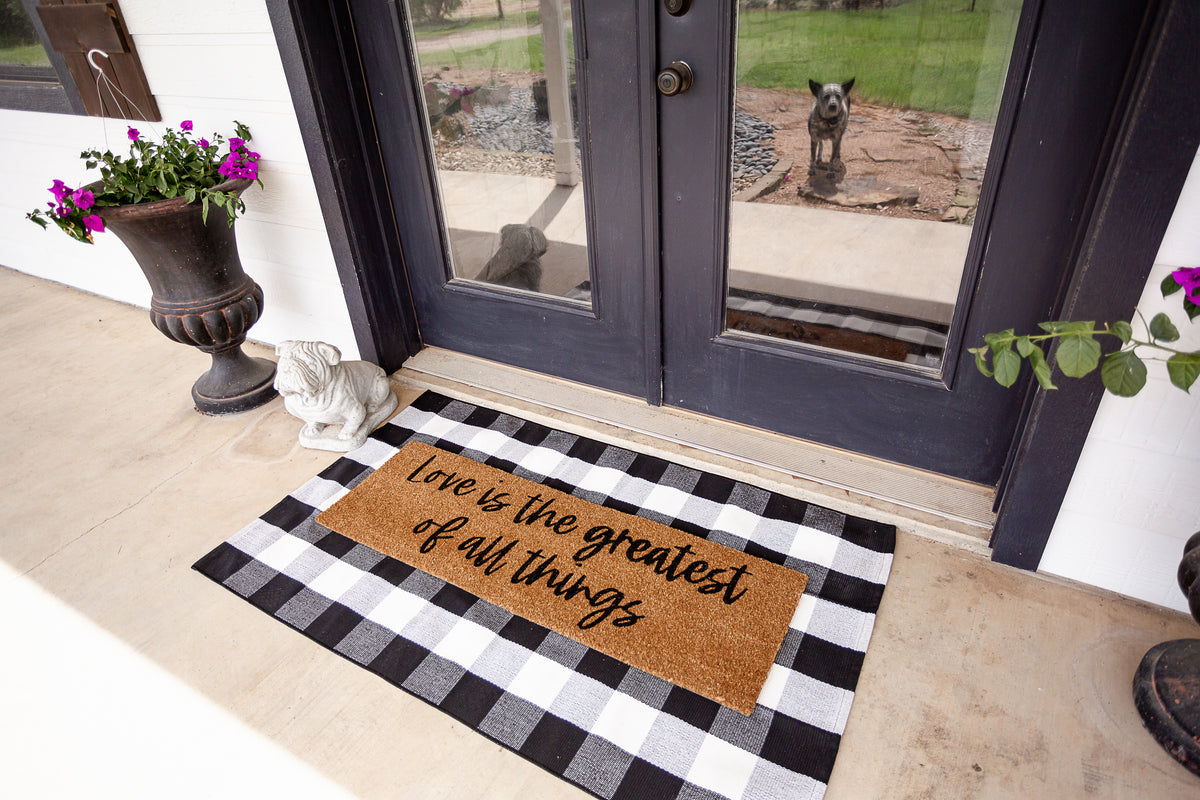 Love Is the Greatest of All Things XL coconut coir doormat by Modern Burlap