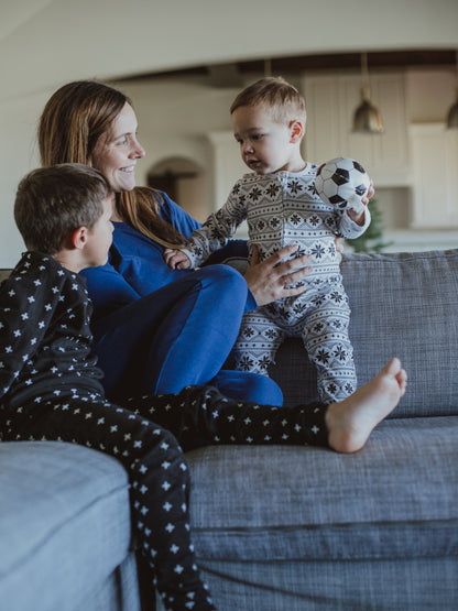 FINAL SALE - Women's Pajama Set in Organic Cotton -  NAVY PEONY