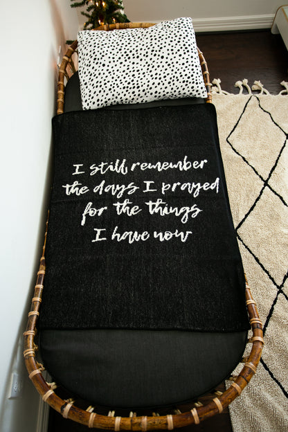 I Still Remember the Days I Prayed recycled cotton throw by Modern Burlap