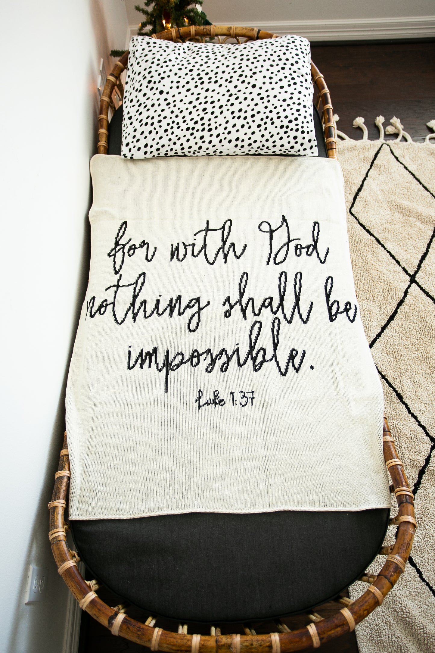 Luke 1:37 Recycled Cotton Throw Blanket | Made in USA