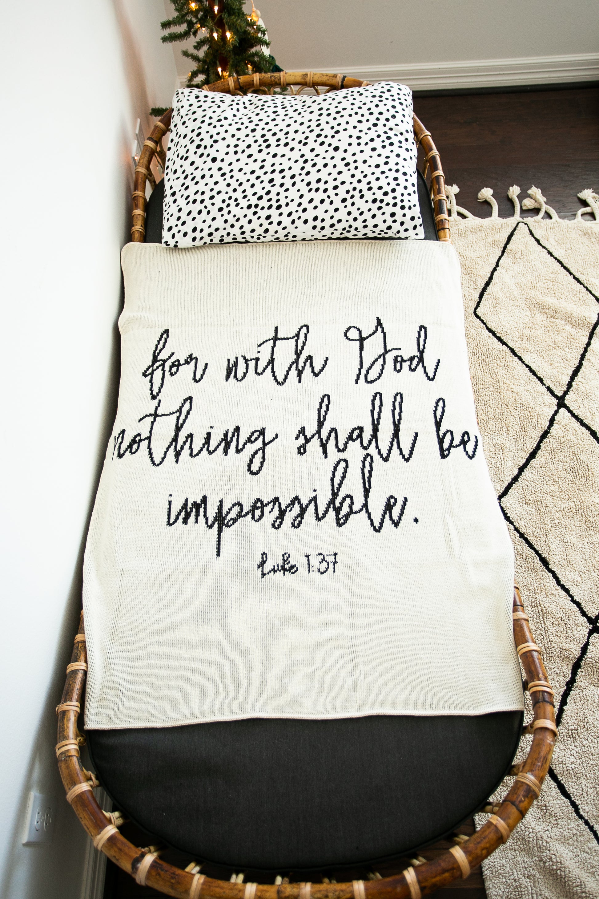 Luke 1:37 Recycled Cotton Throw Blanket | Made in USA