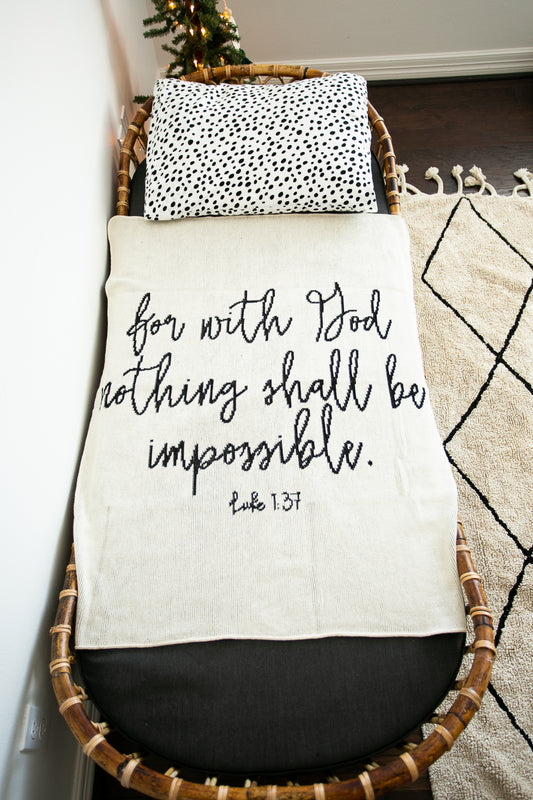 Luke 1:37 Recycled Cotton Throw Blanket | Made in USA