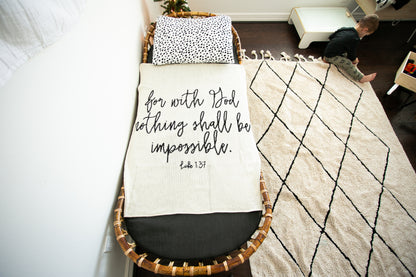 Luke 1:37 Recycled Cotton Throw Blanket | Made in USA