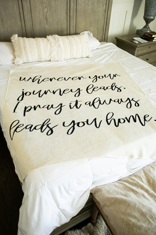 Wherever Your Journey recycled cotton throw blanket by Modern Burlap