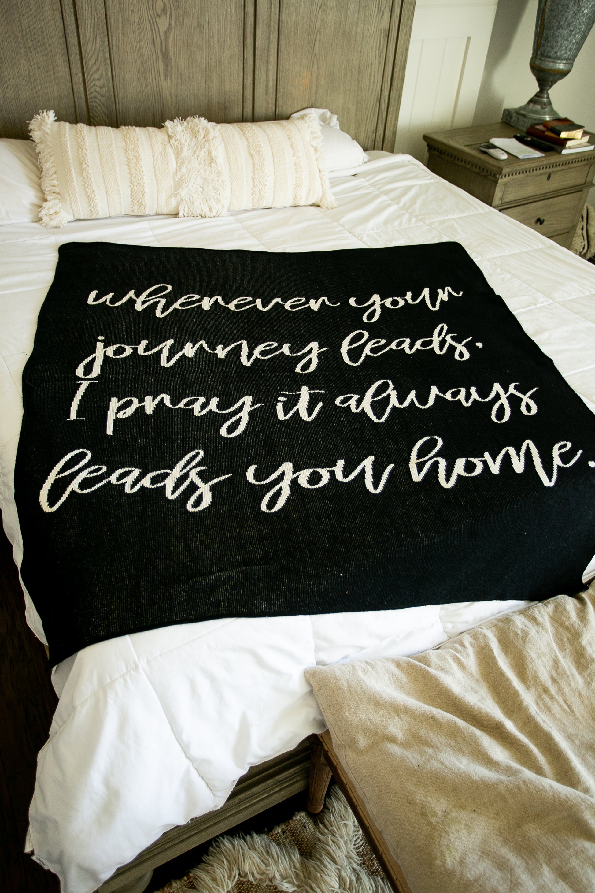 Modern Burlap Wherever Your Journey milestone throw blanket