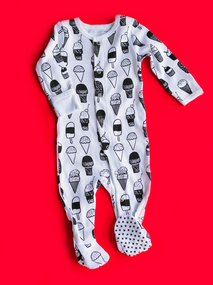 Organic Button Footie | GOTS Certified Organic Cotton | Signature Prints