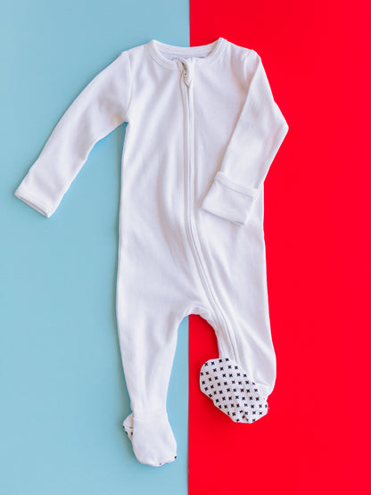 Organic Zip Footie | GOTS Certified Organic Cotton | Solid Colors