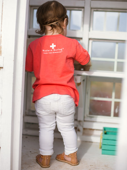 Home is where the mama is Kid's Crewneck Tee - Living Coral (only size 2 available)