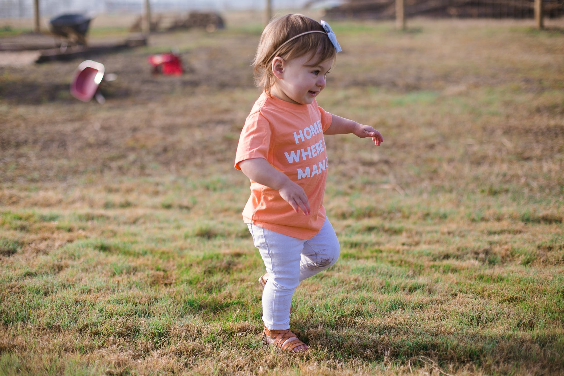 Home is where the mama is Kid's Crewneck Tee - Papaya (only size 2 available)