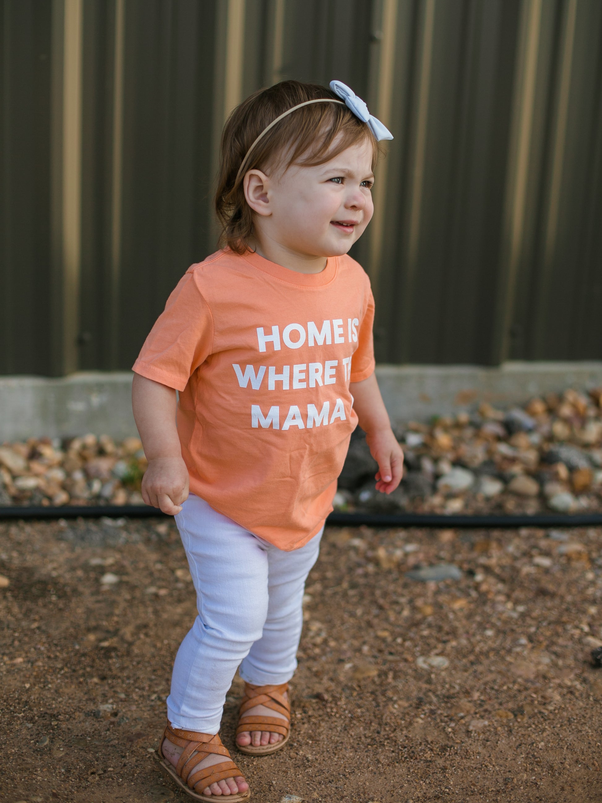 Home Is Where the Mama Is organic cotton kids tee in Papaya