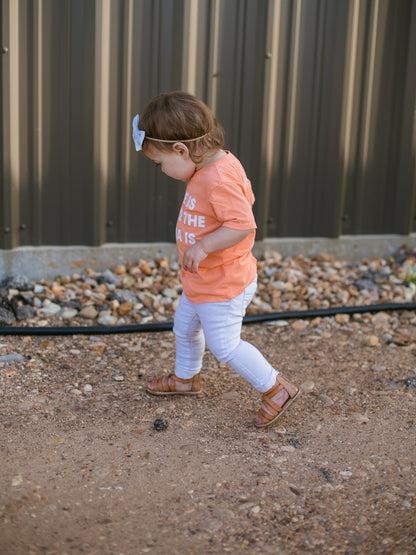Home is where the mama is Kid's Crewneck Tee - Papaya (only size 2 available)