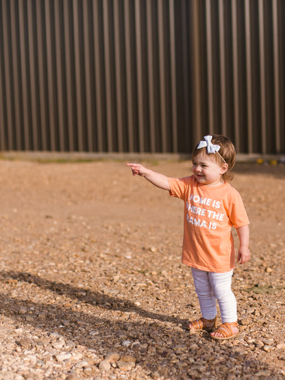 Home is where the mama is Kid's Crewneck Tee - Papaya (only size 2 available)