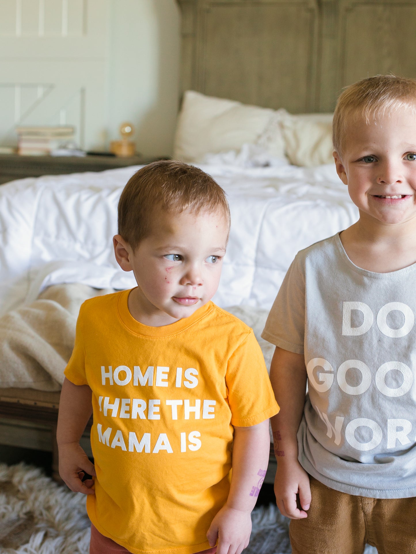 Home is where the mama is Kid's Crewneck Tee - Radiant Yellow (only size 2 available)