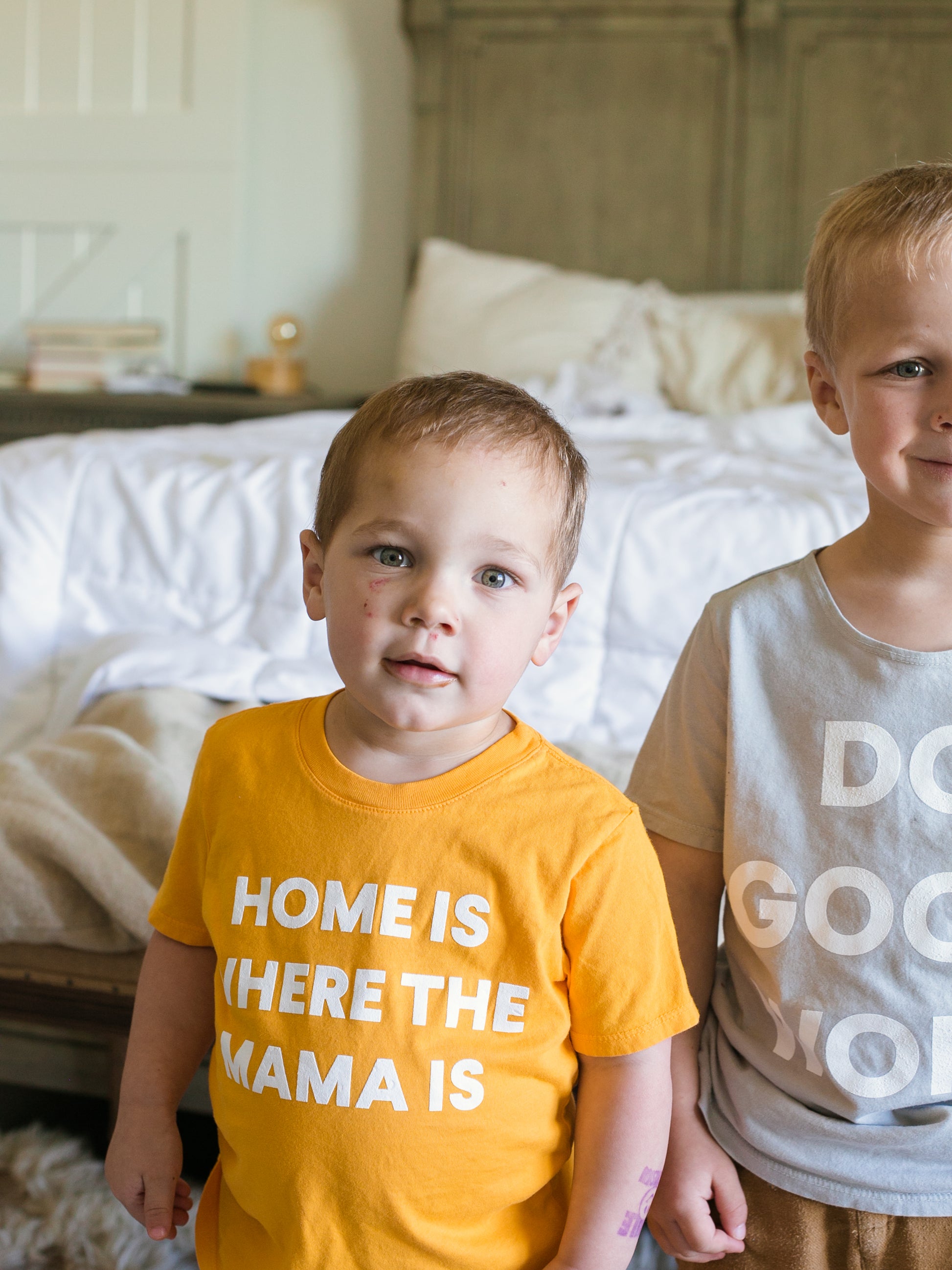 Home is where the mama is Kid's Crewneck Tee - Radiant Yellow (only size 2 available)