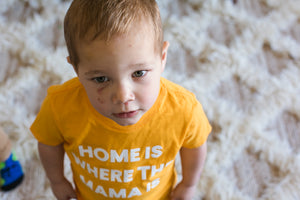 
                  
                    Load image into Gallery viewer, Home is where the mama is Kid&amp;#39;s Crewneck Tee - Radiant Yellow (only size 2 available)
                  
                