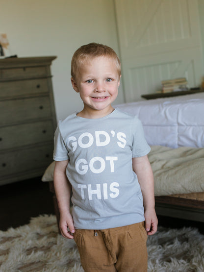 *Perfectly Imperfect* God's Got this Kid's Scoop Neck Tee -  Light Gray