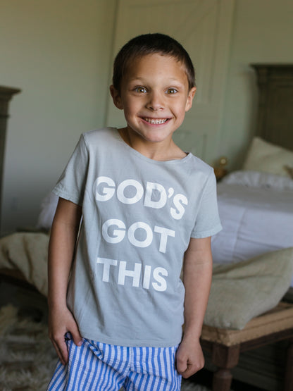 *Perfectly Imperfect* God's Got this Kid's Scoop Neck Tee -  Light Gray
