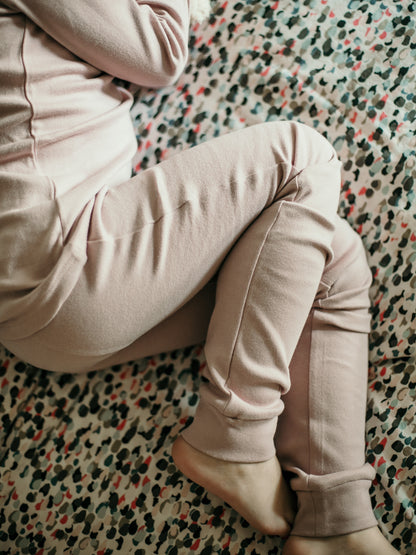 Organic Baby + Kids Pajama Set | Mauve — Close-up of the pants and ankle cuff