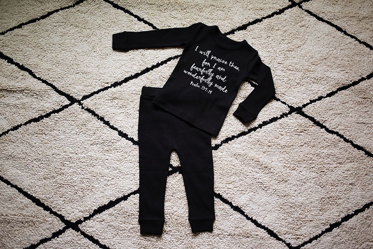 Organic Baby + Kids Pajama Set | Psalm 139:14 — Pajama set laid flat