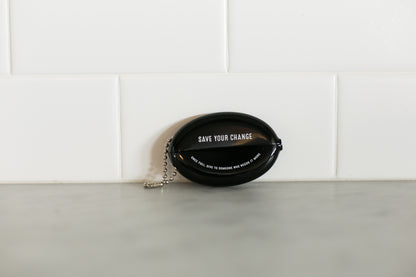 Black vintage coin pouch for intentional giving by Modern Burlap